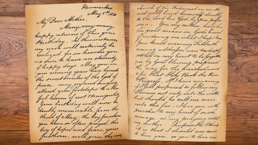 Spurgeon's Letter to his Mother on May 1st, 1850